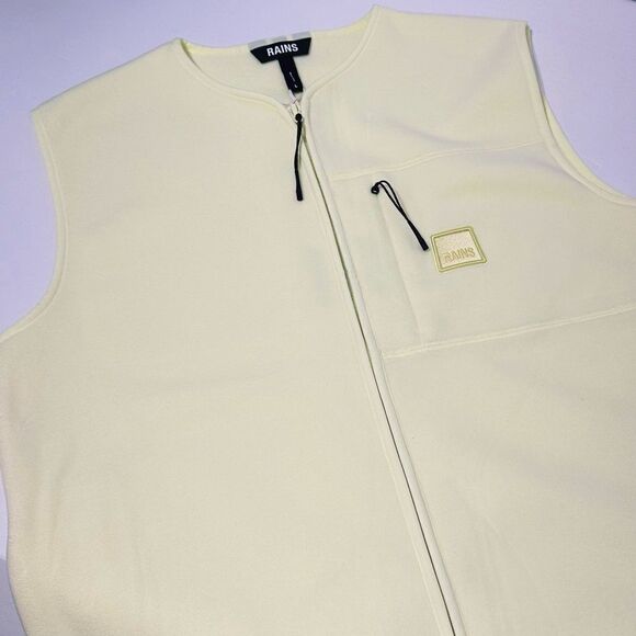 NWT Rains Fleece Vest Straw Yellow Sleeveless Unisex Zip Front L - Picture 4 of 10